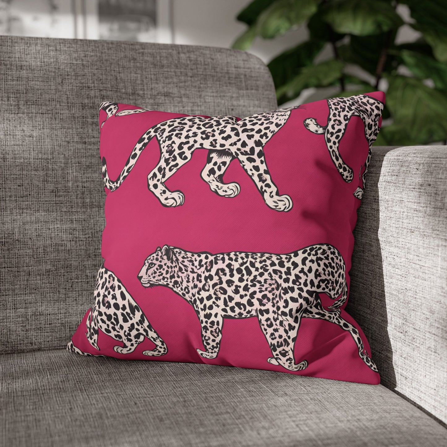 Leopard Pink Cushion Cover, Cat Lover Gift, Home Decor, Gift for Her, Gift for Mom, Birthday Gift, Animal Lover Gift