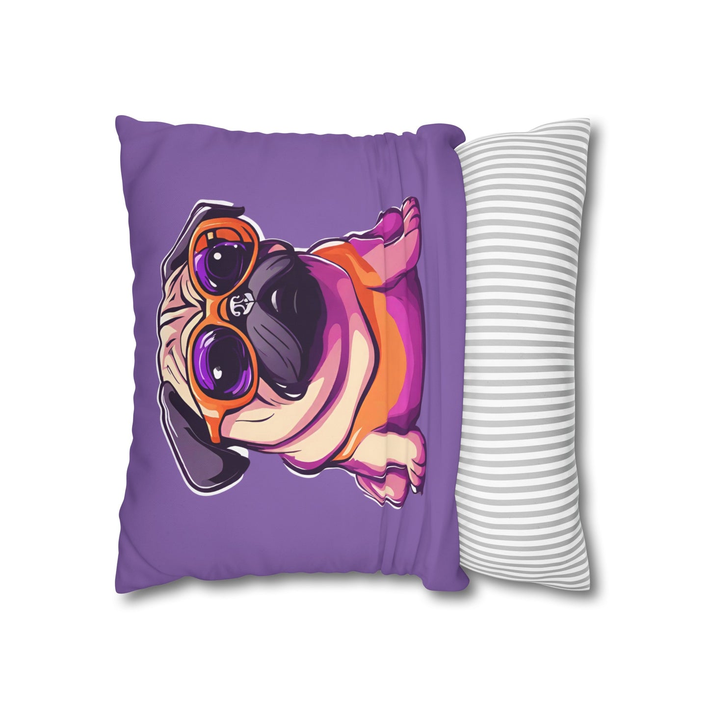 Cushion Cover Pug Square Poly Canvas