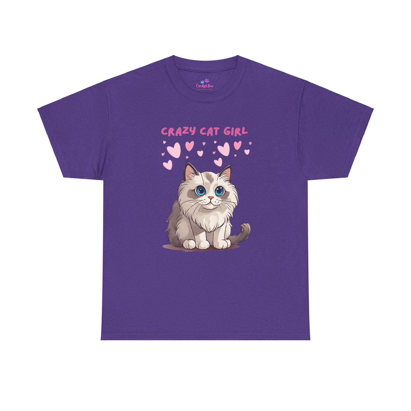 Crazy Cat Girl Women's T-Shirt Cotton Short Sleeve