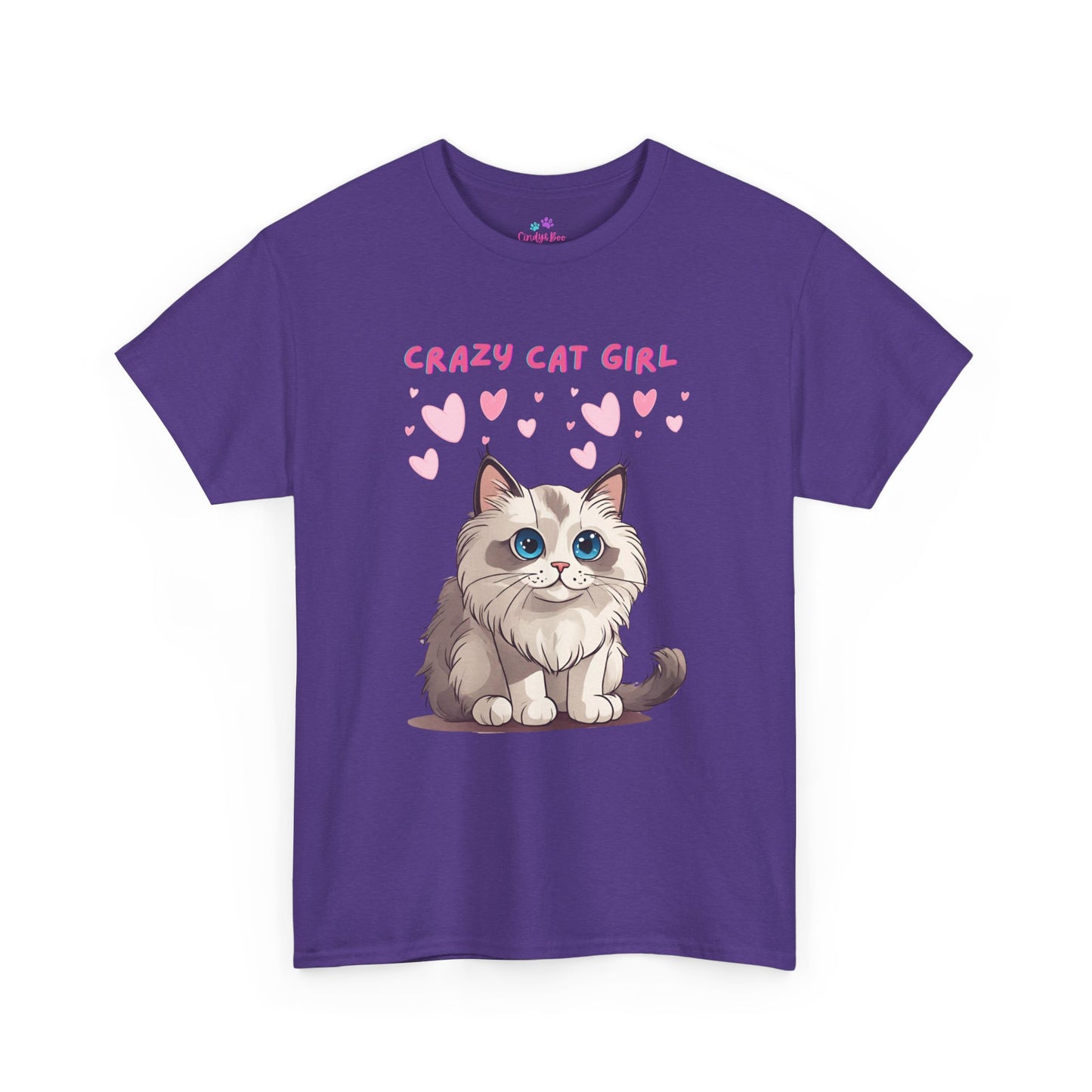 Crazy Cat Girl Women's T-Shirt Cotton Short Sleeve