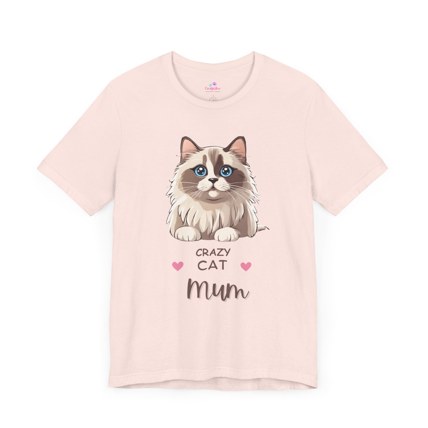 Crazy Cat Mum Cat Lover T Shirt, Cat Lover T-Shirt, Cotton Short Sleeve