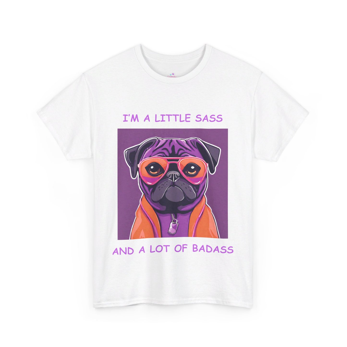 Pug I'm a Little Sass and a Lot of Badass Sassy Pug Unisex Jersey Short Sleeve Tee Cat Funny Cat Love Kitten Kids Tee Animal Lover Gift