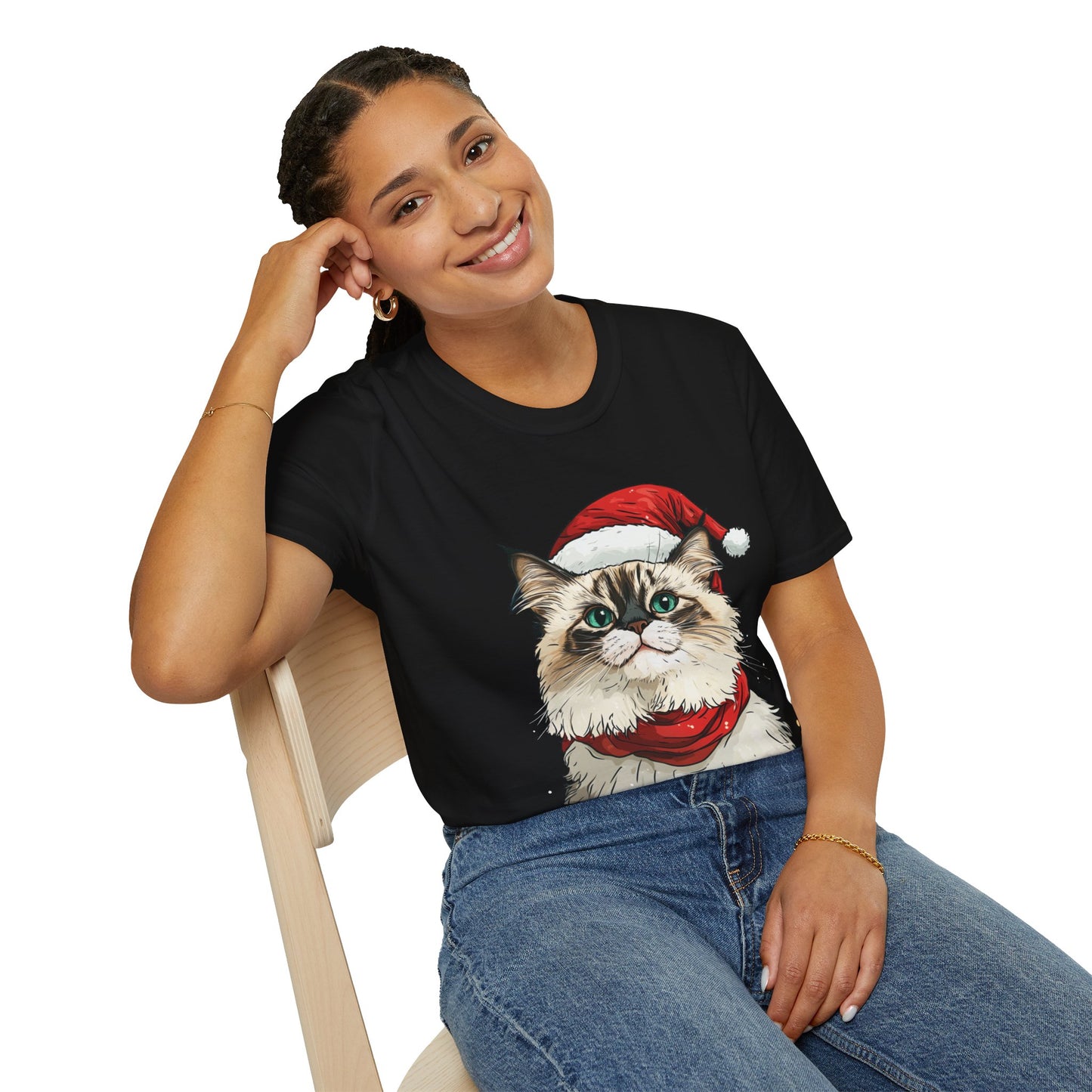 Meowy Christmas Ragdoll Cat T-Shirt, Cat Lover Gift, Ragdoll Lover Gift. Available as Sweatshirt by Request.
