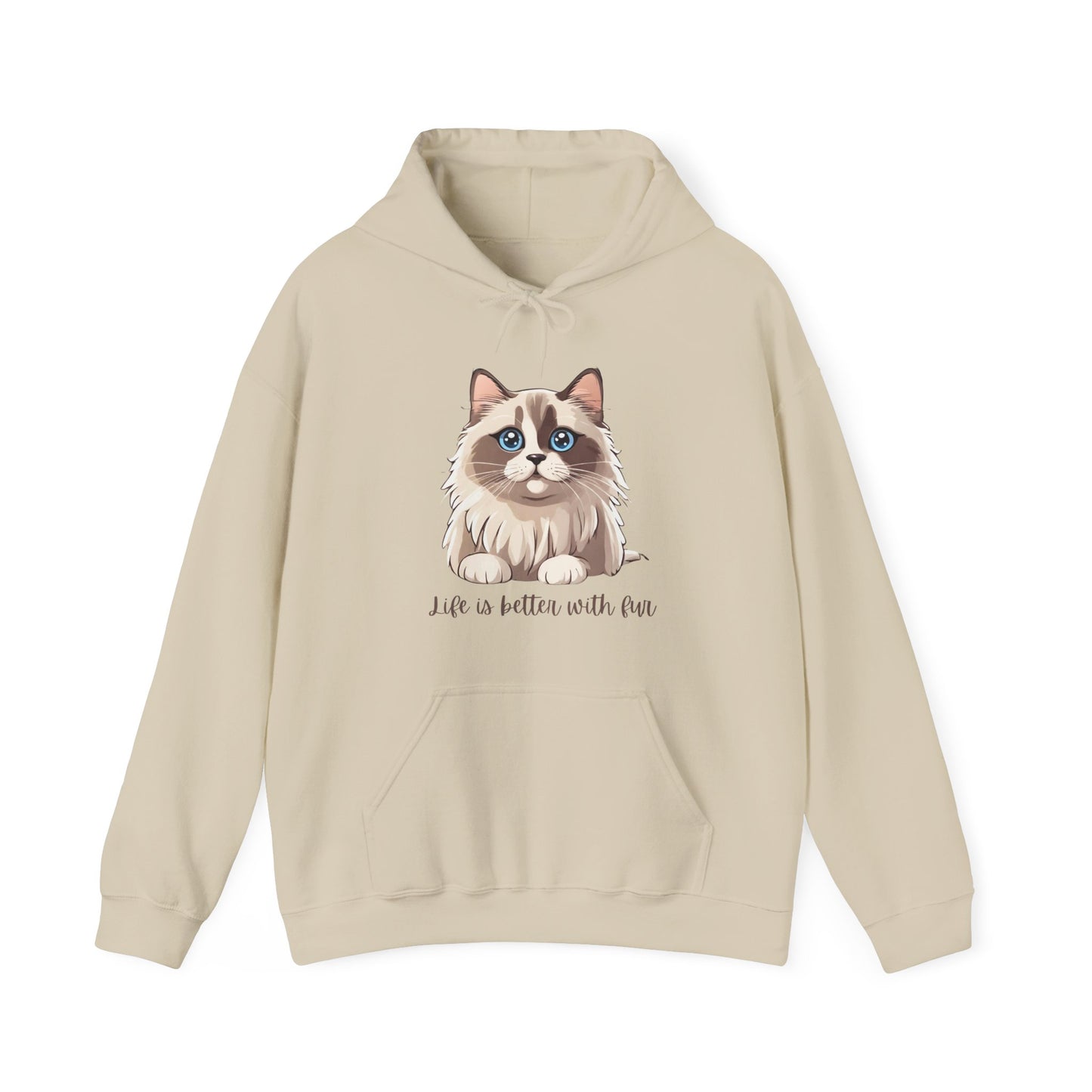 Ragdoll Cat Hoodie Life is Better With Fur Heavy Blend™ Hooded Sweatshirt, Cat Hoodie, Cat Lover Hoodie