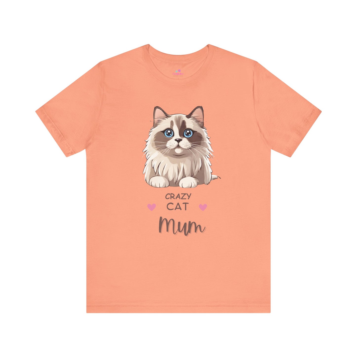Crazy Cat Mum Cat Lover T Shirt, Cat Lover T-Shirt, Cotton Short Sleeve