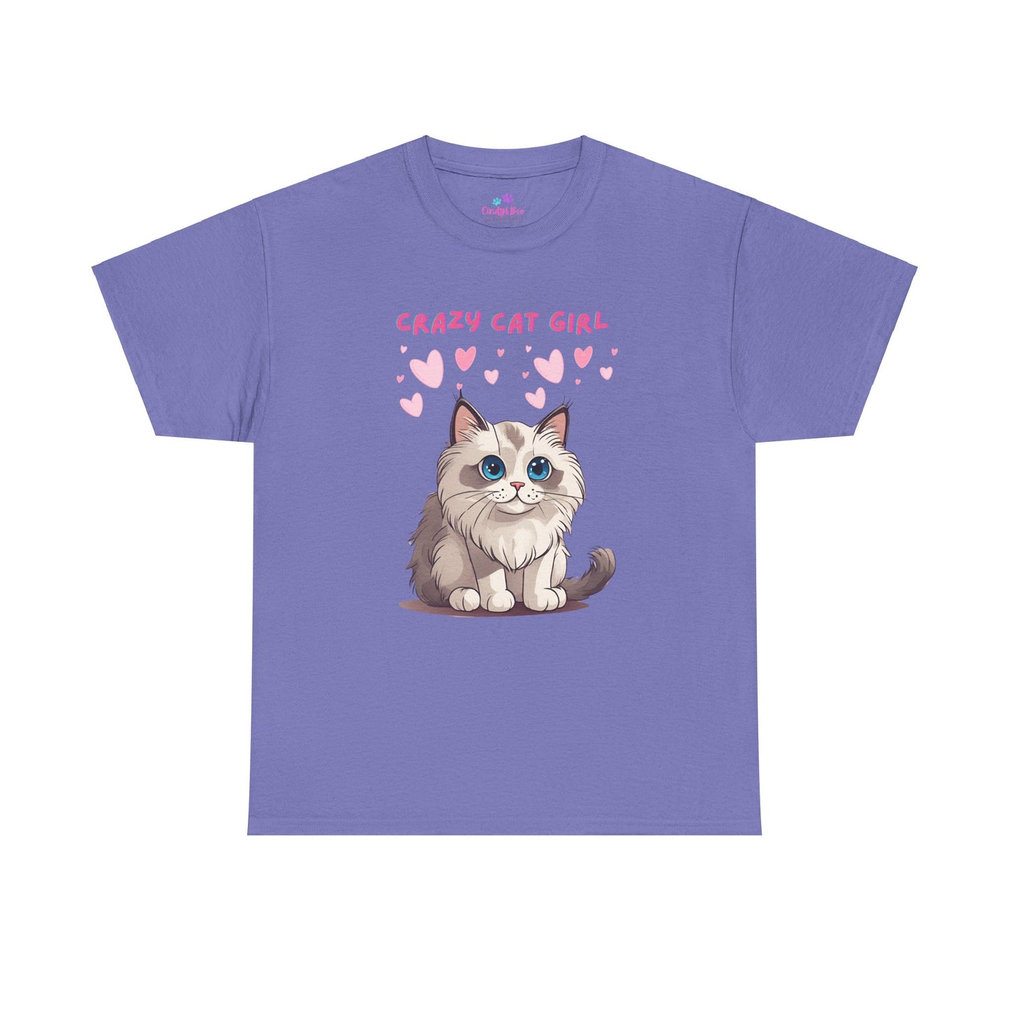 Crazy Cat Girl Women's T-Shirt Cotton Short Sleeve