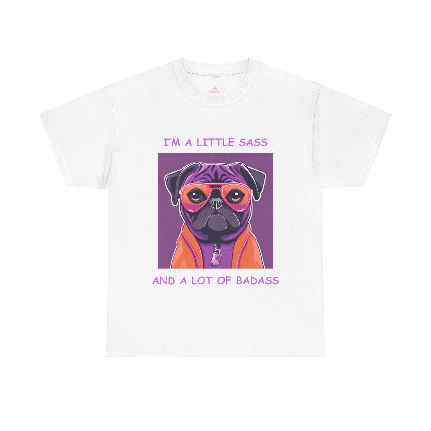 Pug I'm a Little Sass and a Lot of Badass Sassy Pug Unisex Jersey Short Sleeve Tee Cat Funny Cat Love Kitten Kids Tee Animal Lover Gift