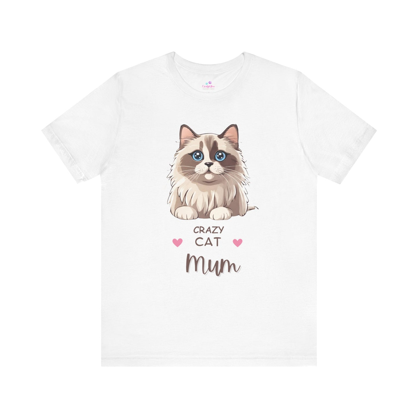 Crazy Cat Mum Cat Lover T Shirt, Cat Lover T-Shirt, Cotton Short Sleeve