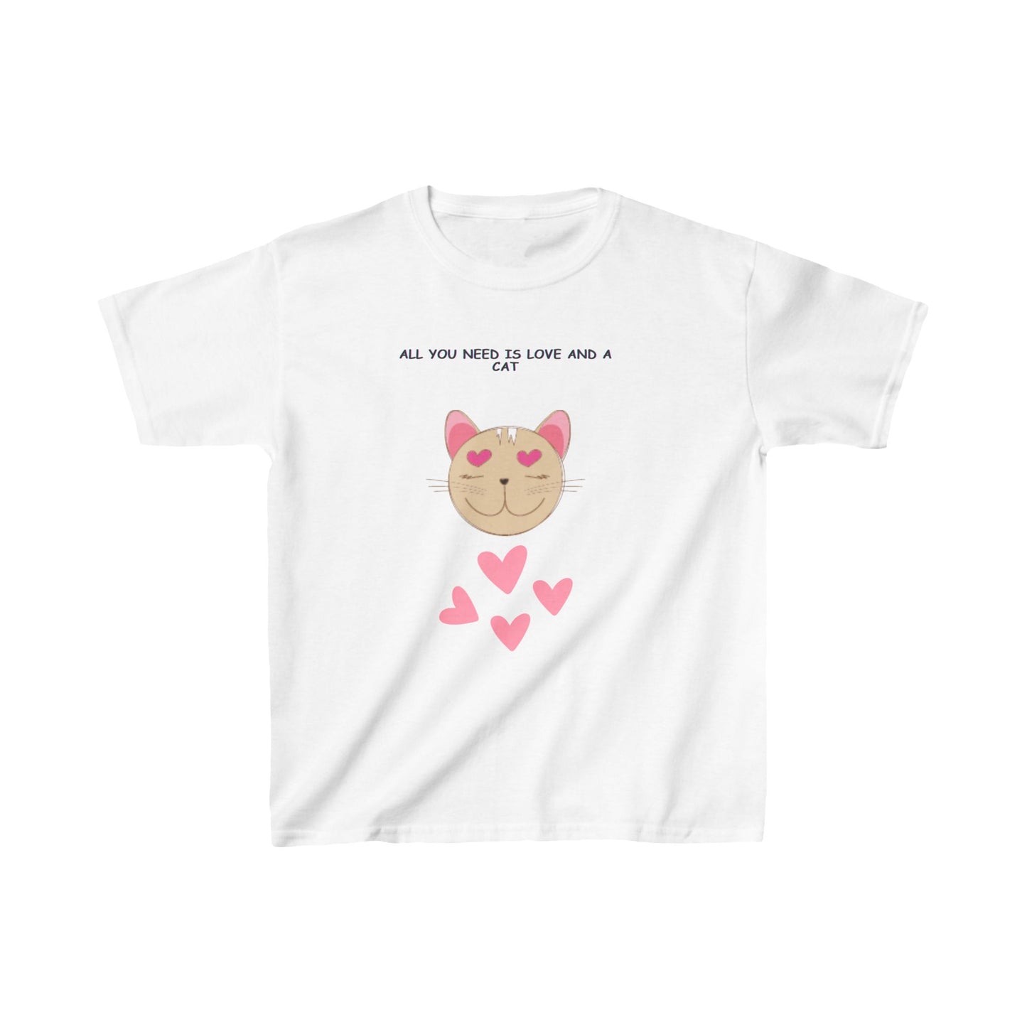 Kids Cat T-Shirt All you Need is Love and a Cat Heavy Cotton™