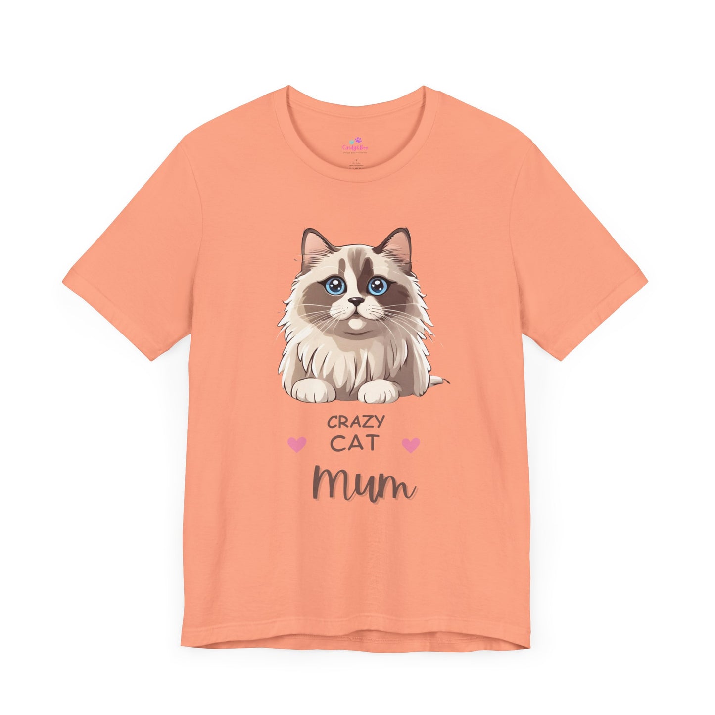 Crazy Cat Mum Cat Lover T Shirt, Cat Lover T-Shirt, Cotton Short Sleeve