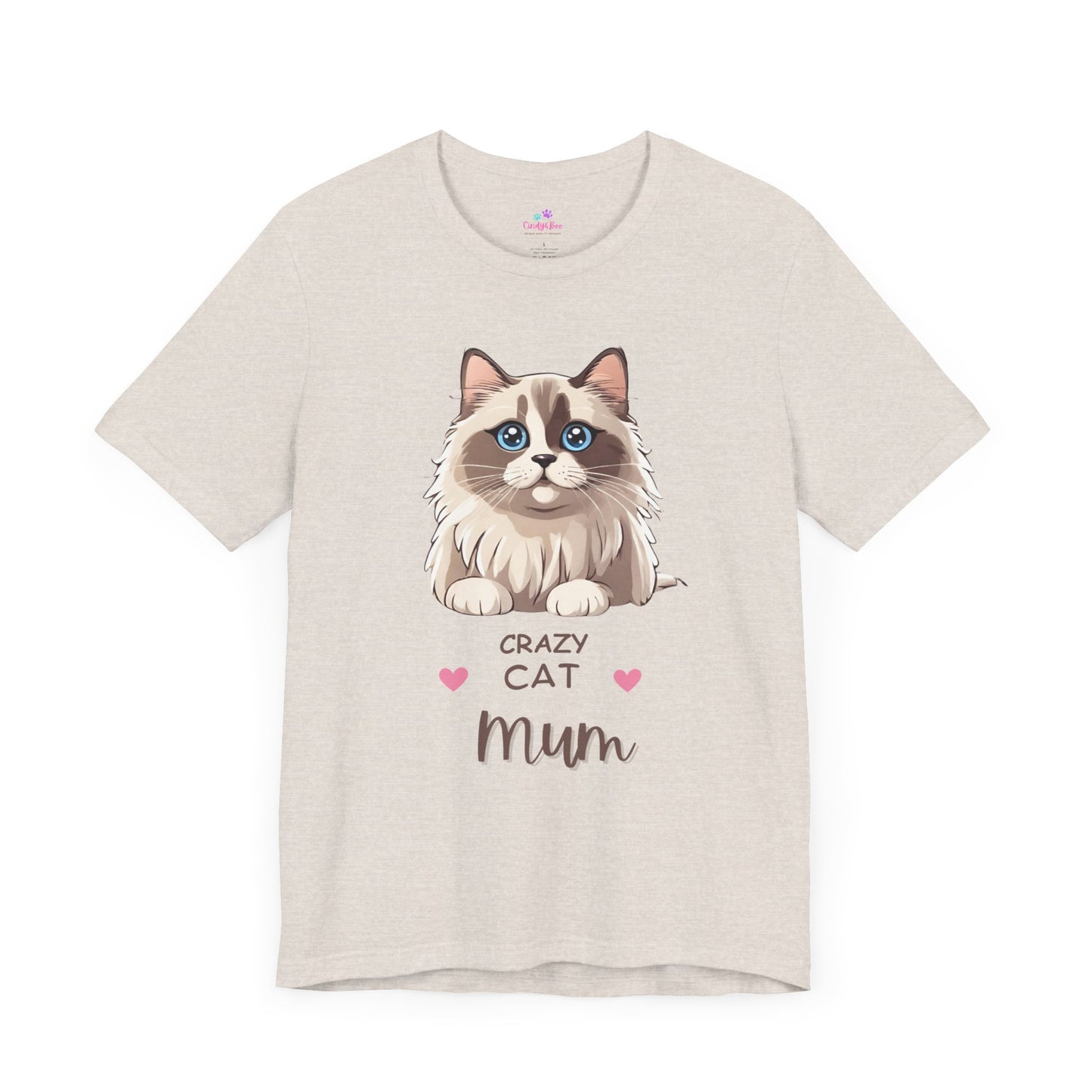 Crazy Cat Mum Cat Lover T Shirt, Cat Lover T-Shirt, Cotton Short Sleeve