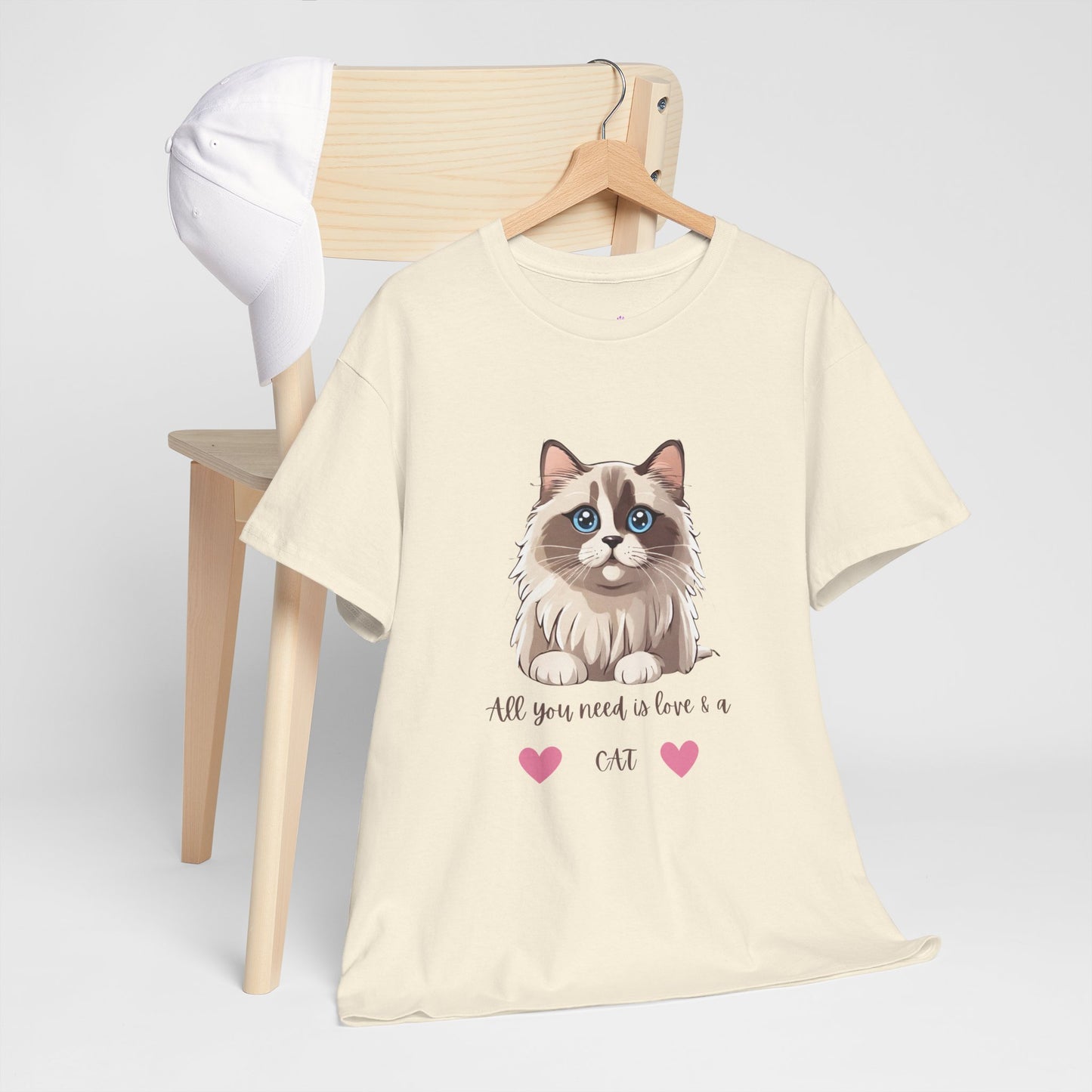 Cute Cat T-Shirt All You Need is Love & a Cat Unisex Jersey Short Sleeve Tee