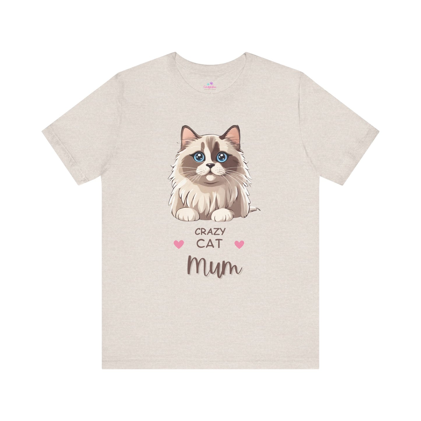 Crazy Cat Mum Cat Lover T Shirt, Cat Lover T-Shirt, Cotton Short Sleeve