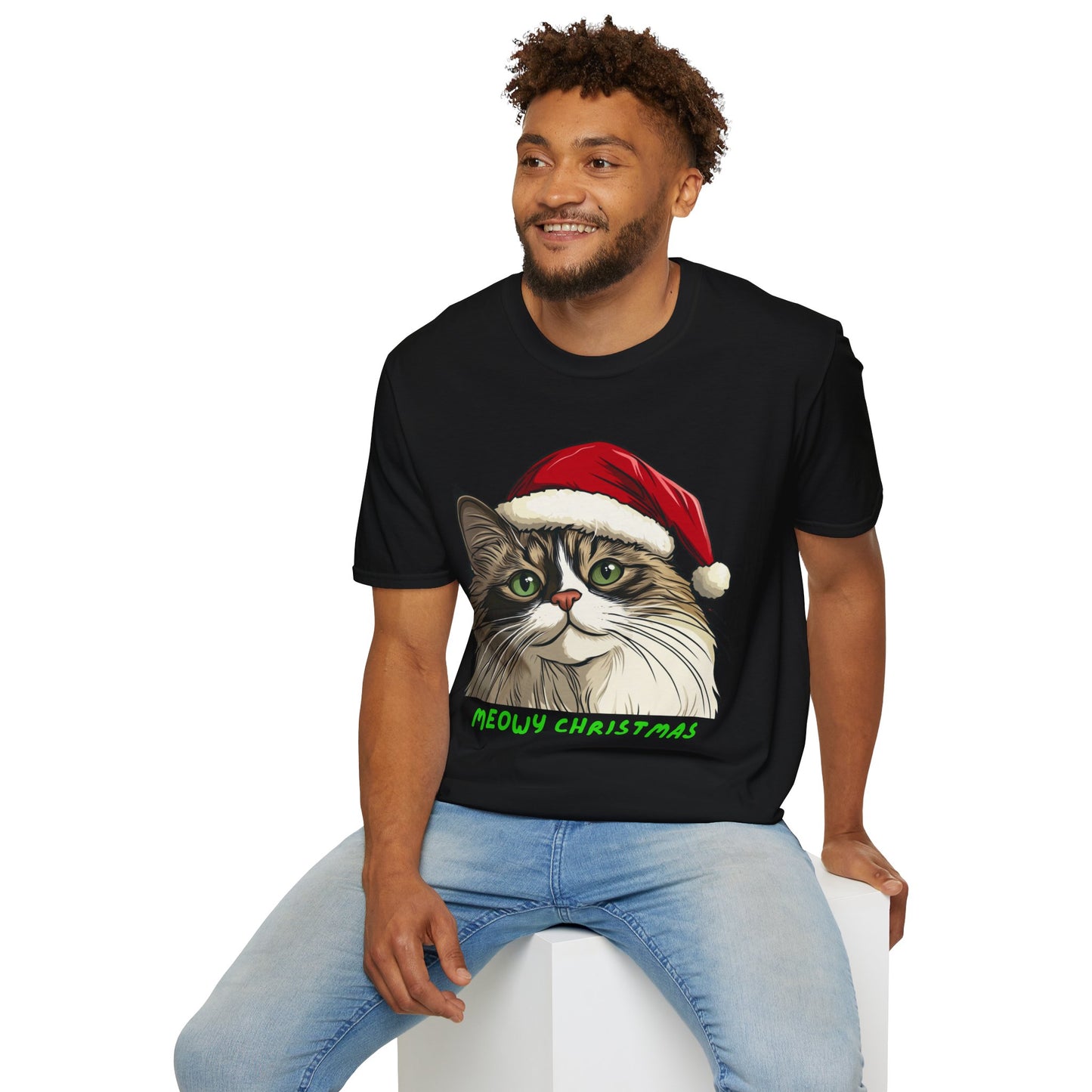 Meowy Christmas T-Shirt , Cat Christmas T-Shirt, Cat Lover Gift