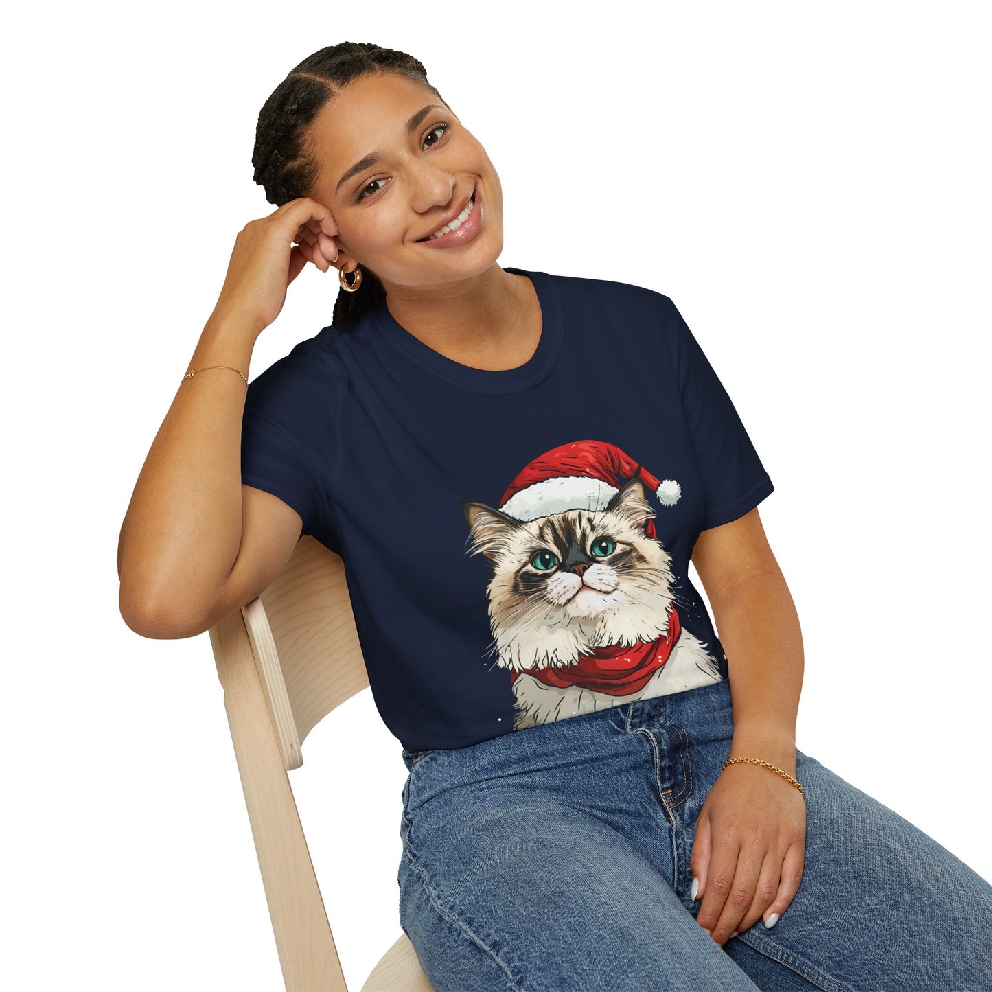 Meowy Christmas Ragdoll Cat T-Shirt, Cat Lover Gift, Ragdoll Lover Gift. Available as Sweatshirt by Request.