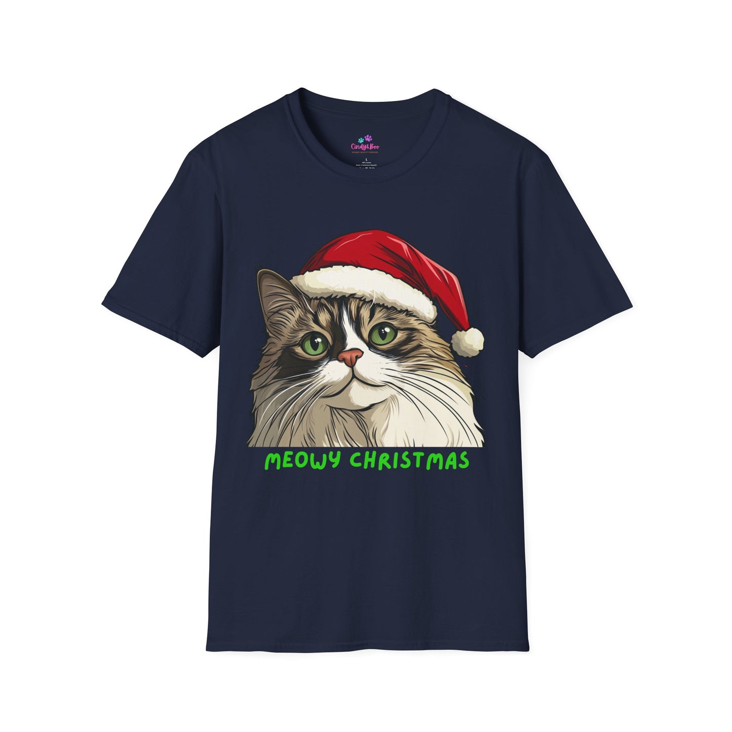 Meowy Christmas T-Shirt , Cat Christmas T-Shirt, Cat Lover Gift
