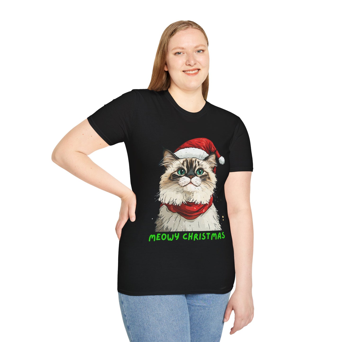 Meowy Christmas Ragdoll Cat T-Shirt, Cat Lover Gift, Ragdoll Lover Gift. Available as Sweatshirt by Request.