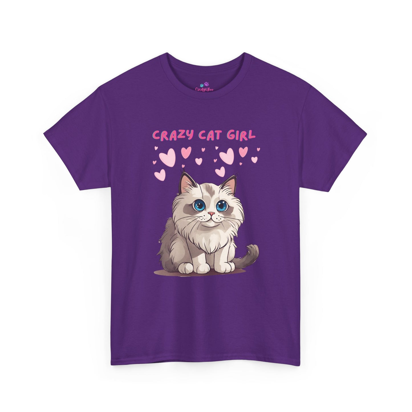 Crazy Cat Girl Women's T-Shirt Cotton Short Sleeve