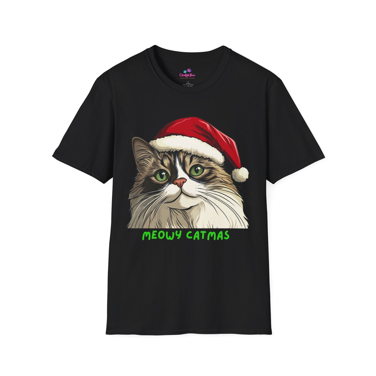Meowy Catmas Holiday T-Shirt, Christmas T-Shirt for Cat Lovers, Cat T-Shirt for Christmas