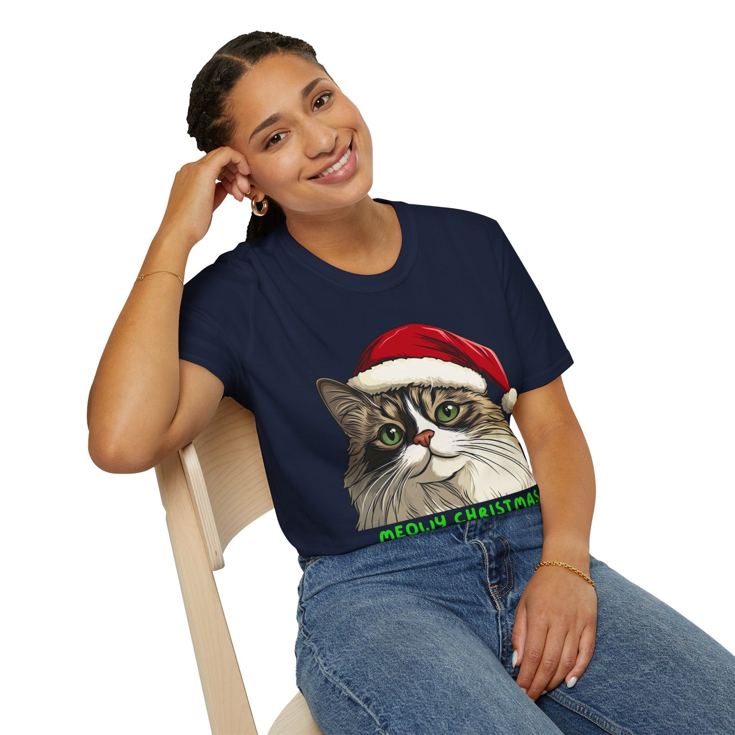Meowy Christmas T-Shirt , Cat Christmas T-Shirt, Cat Lover Gift