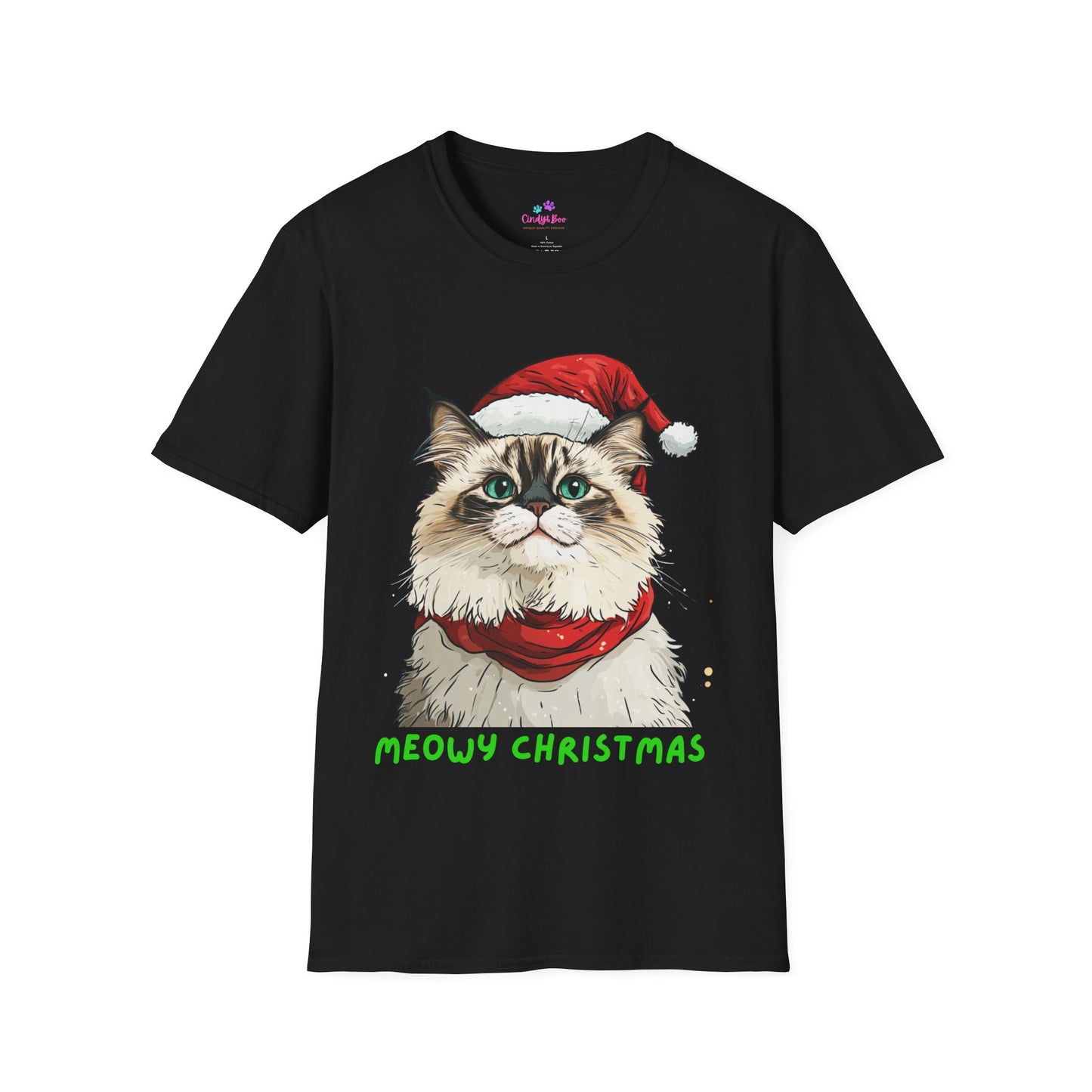 Meowy Christmas Ragdoll Cat T-Shirt, Cat Lover Gift, Ragdoll Lover Gift. Available as Sweatshirt by Request.