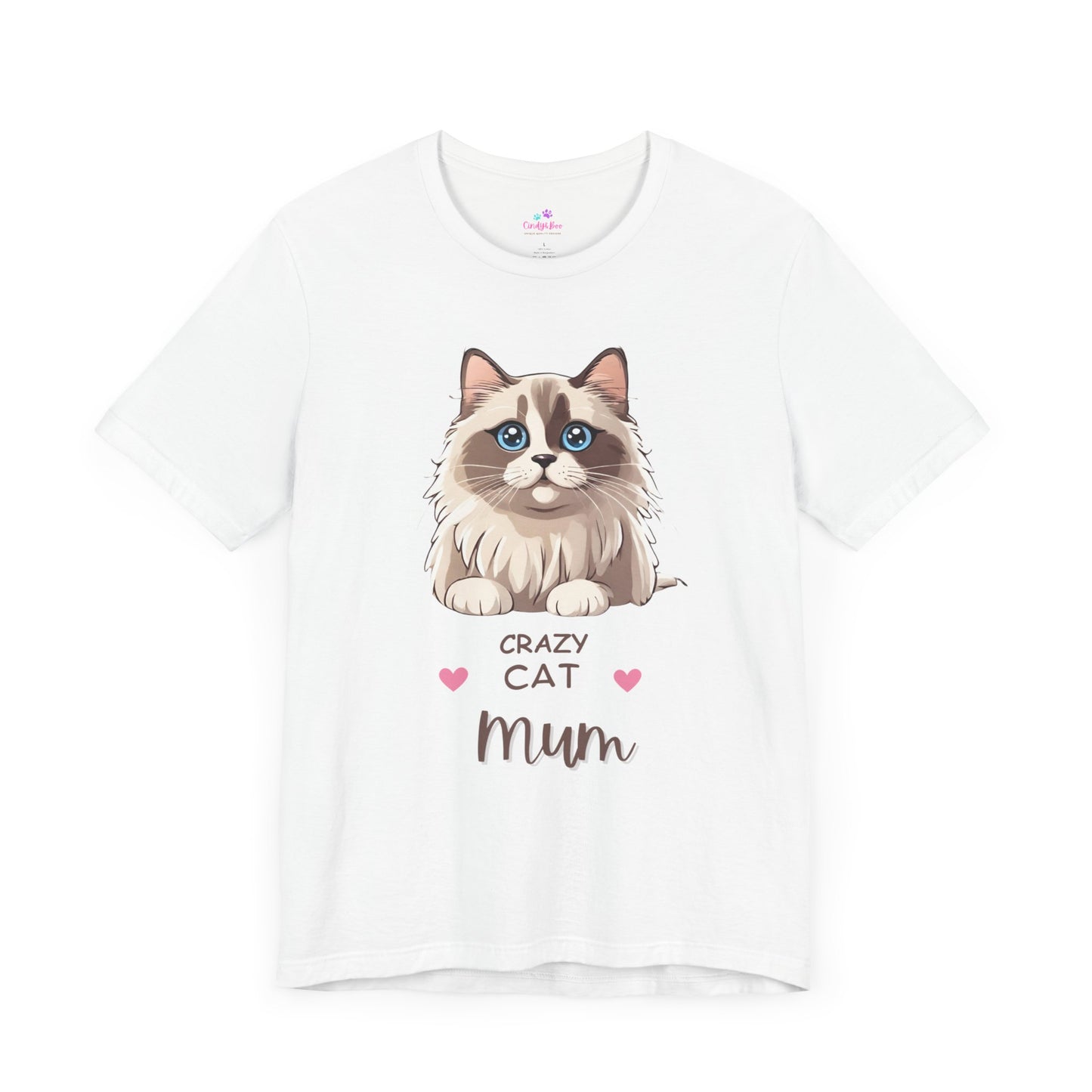 Crazy Cat Mum Cat Lover T Shirt, Cat Lover T-Shirt, Cotton Short Sleeve