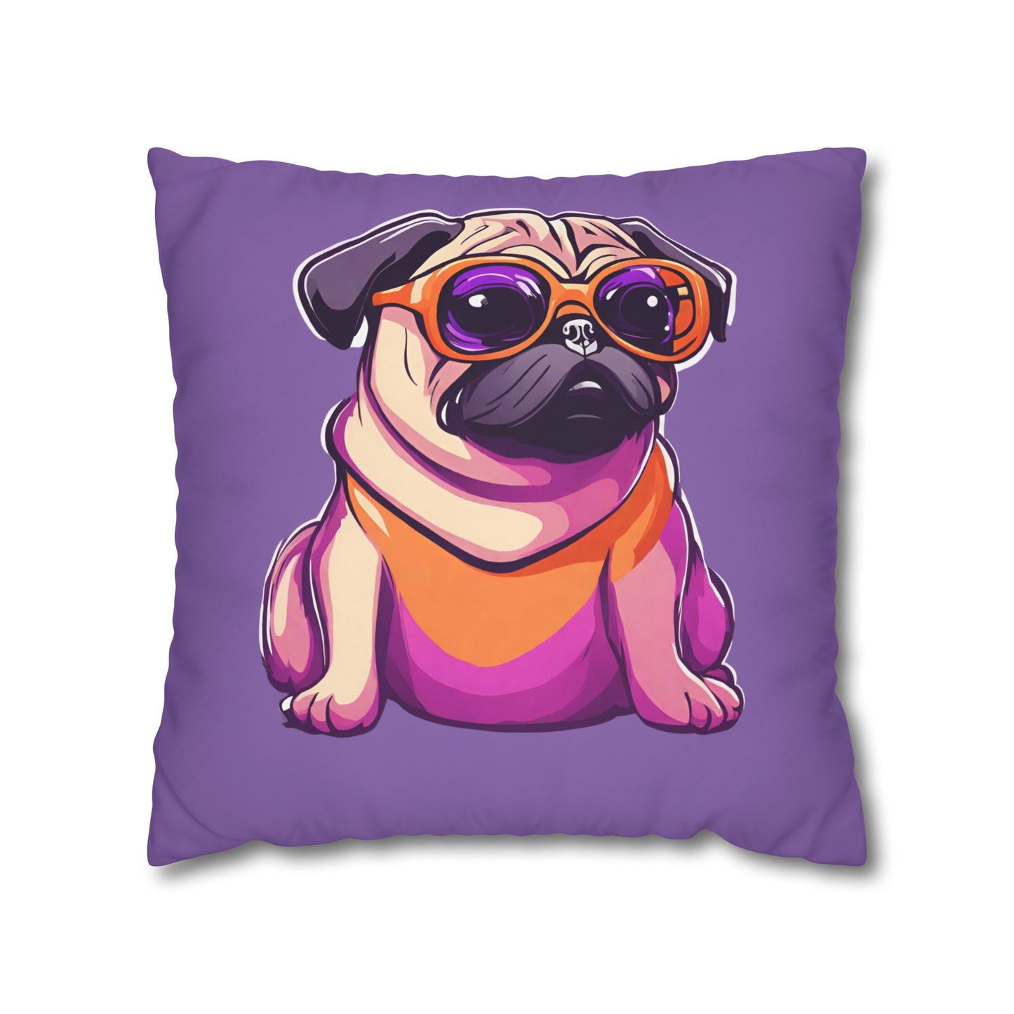 Cushion Cover Pug Square Poly Canvas