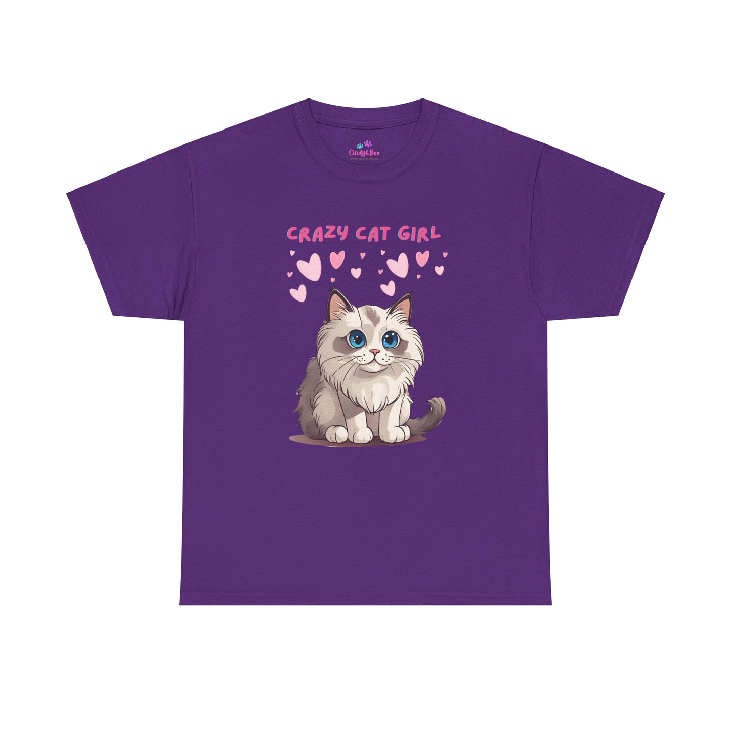 Crazy Cat Girl Women's T-Shirt Cotton Short Sleeve