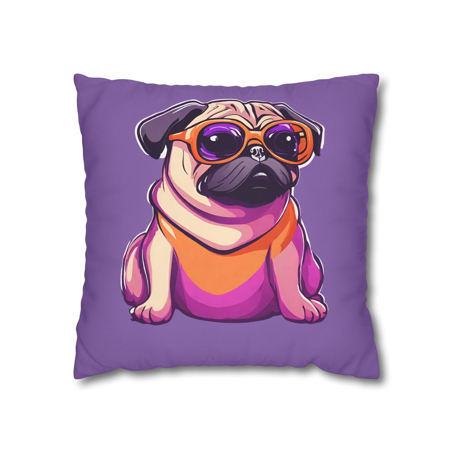 Cute Pug Cushion Cover Square Poly Canvas, Gift for Her, Gift for Him, Pug Lover Gift, Dog Lover Gift, Animal Lover Gift