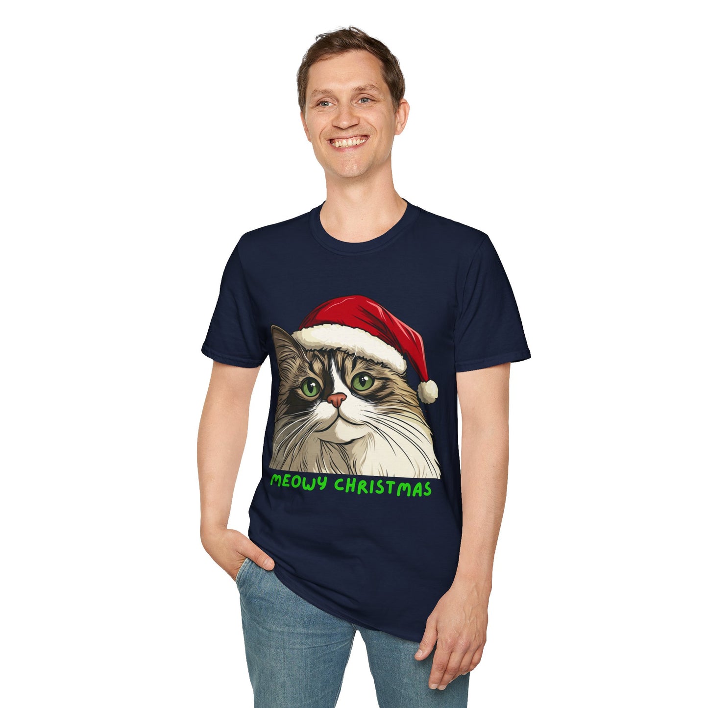 Meowy Christmas T-Shirt , Cat Christmas T-Shirt, Cat Lover Gift