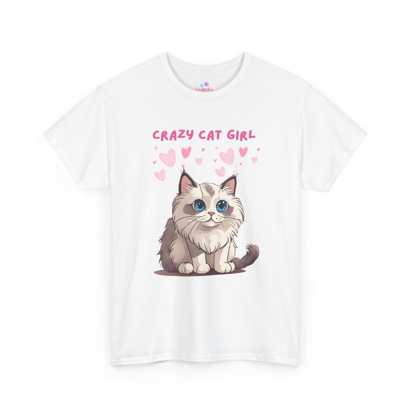 Crazy Cat Girl Women's T-Shirt Cotton Short Sleeve