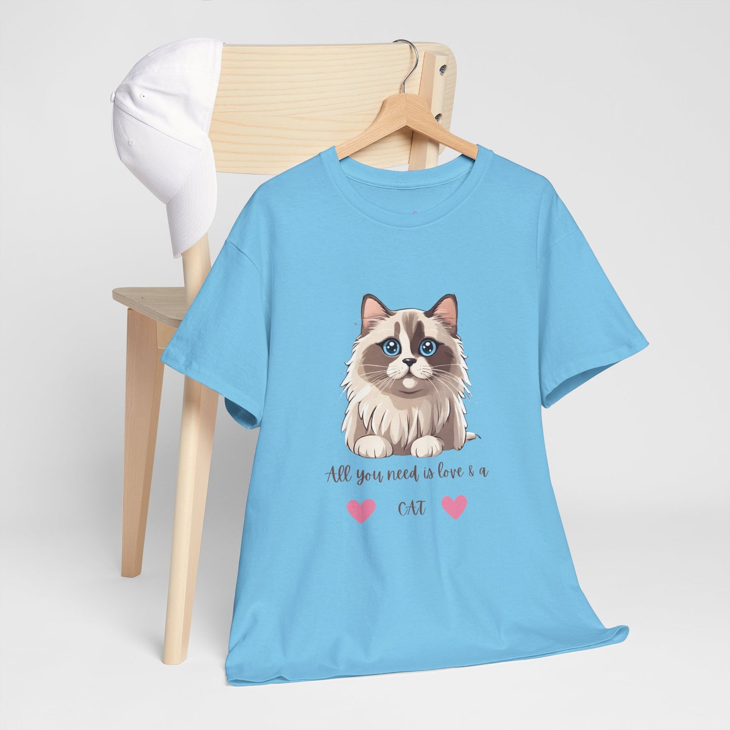 Cute Cat T-Shirt All You Need is Love & a Cat Unisex Jersey Short Sleeve Tee