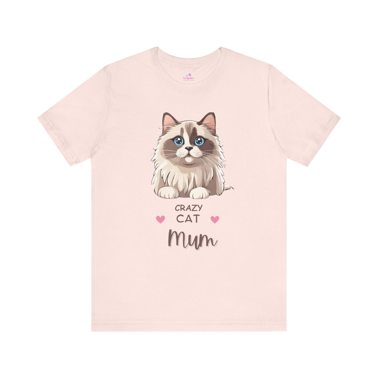 Crazy Cat Mum Cat Lover T Shirt, Cat Lover T-Shirt, Cotton Short Sleeve