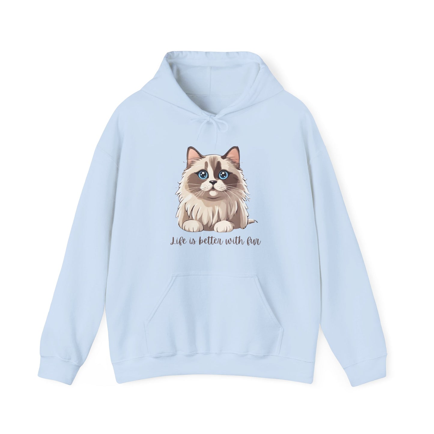 Ragdoll Cat Hoodie Life is Better With Fur Heavy Blend™ Hooded Sweatshirt, Cat Hoodie, Cat Lover Hoodie