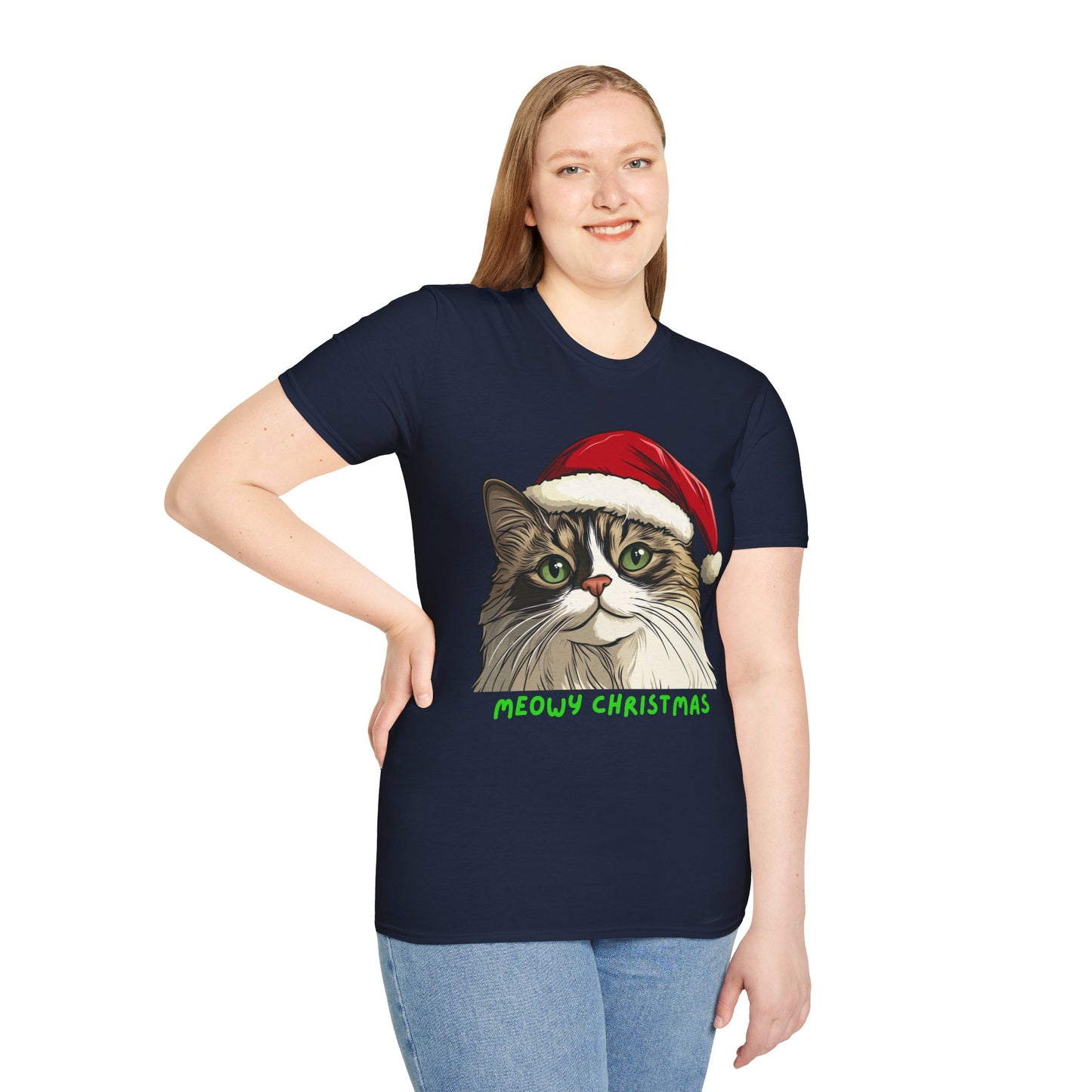 Meowy Christmas T-Shirt , Cat Christmas T-Shirt, Cat Lover Gift