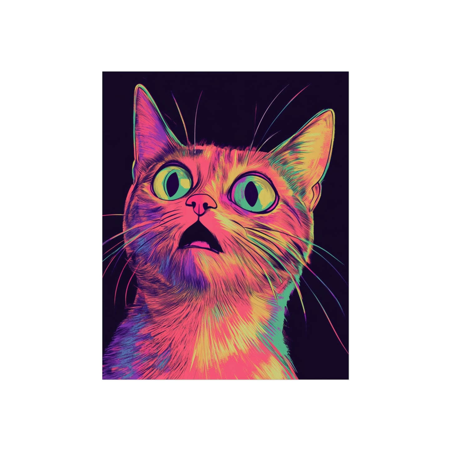 Surprised Ginger Cat Fine Art Poster - Music Lover Wall Art, Urban Cat Decor, Cute Kitten Print, Modern Animal Art, Teen Room