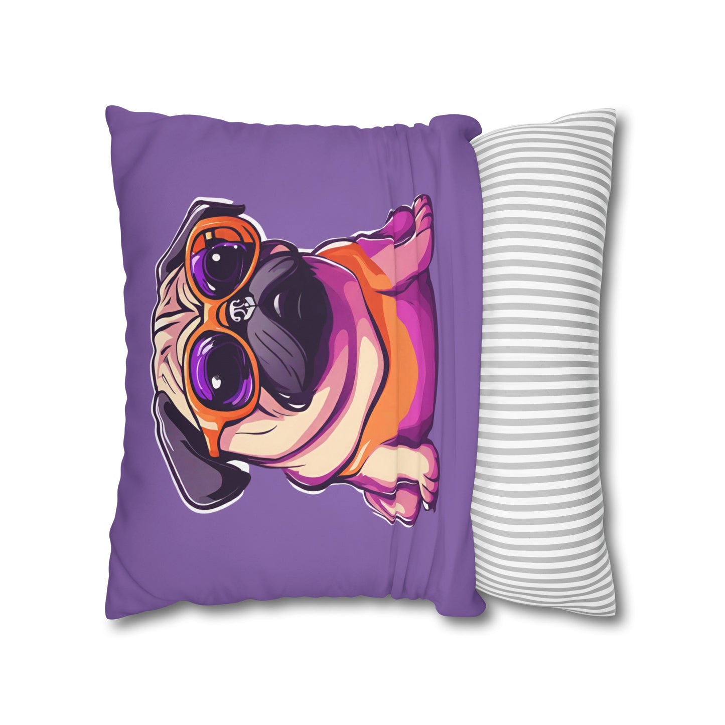 Cushion Cover Pug Square Poly Canvas