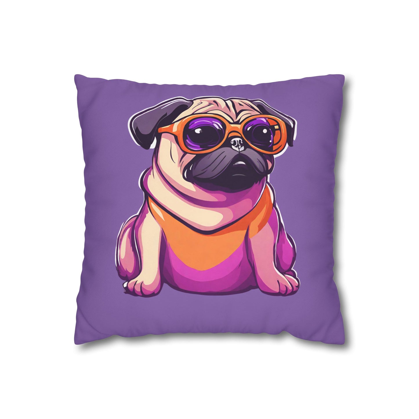 Cute Pug Cushion Cover Square Poly Canvas, Gift for Her, Gift for Him, Pug Lover Gift, Dog Lover Gift, Animal Lover Gift