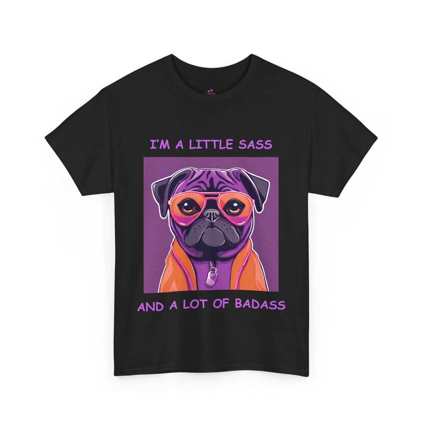 Pug I'm a Little Sass and a Lot of Badass Sassy Pug Unisex Jersey Short Sleeve Tee Cat Funny Cat Love Kitten Kids Tee Animal Lover Gift