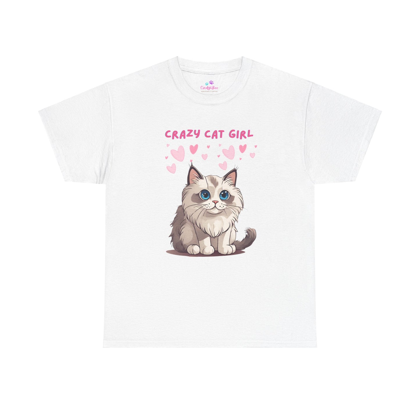 Crazy Cat Girl Women's T-Shirt Cotton Short Sleeve
