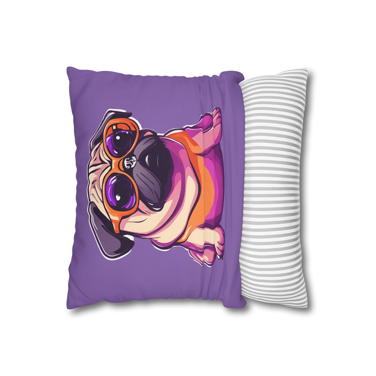 Cushion Cover Pug Square Poly Canvas