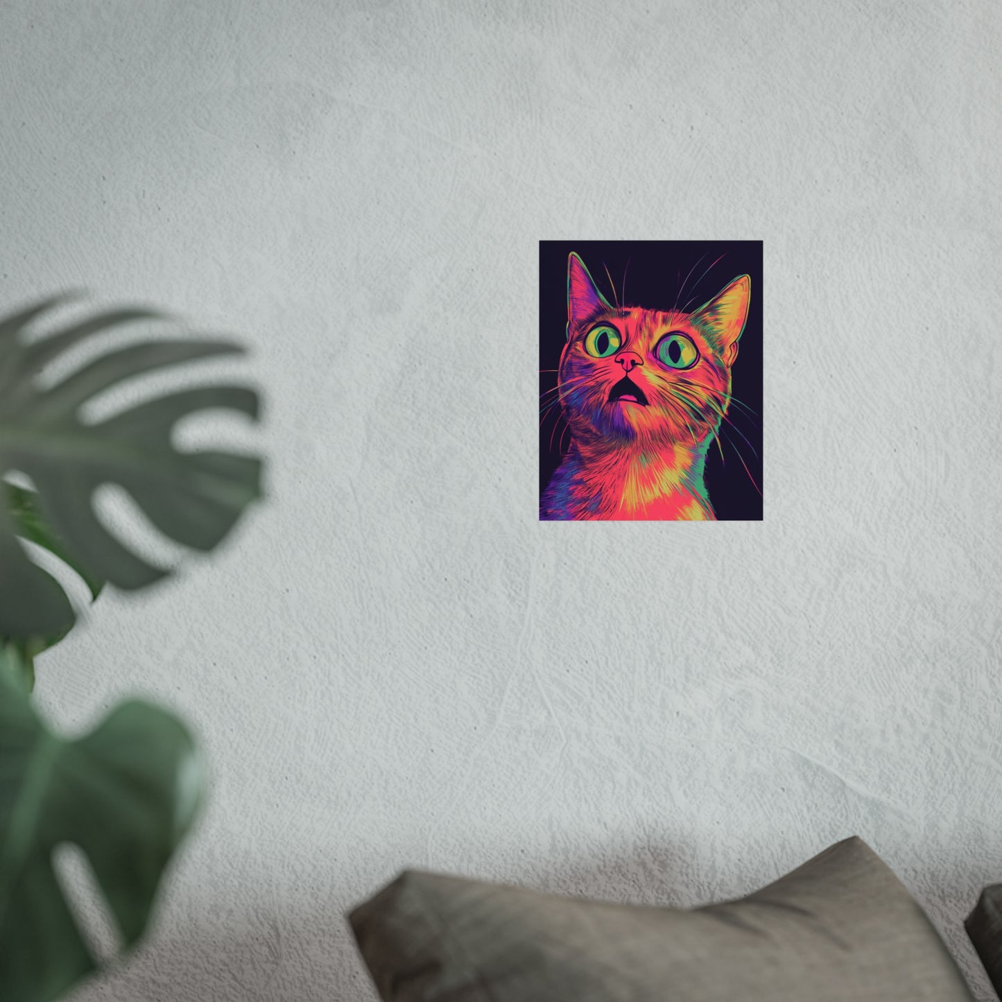 Surprised Ginger Cat Fine Art Poster - Music Lover Wall Art, Urban Cat Decor, Cute Kitten Print, Modern Animal Art, Teen Room