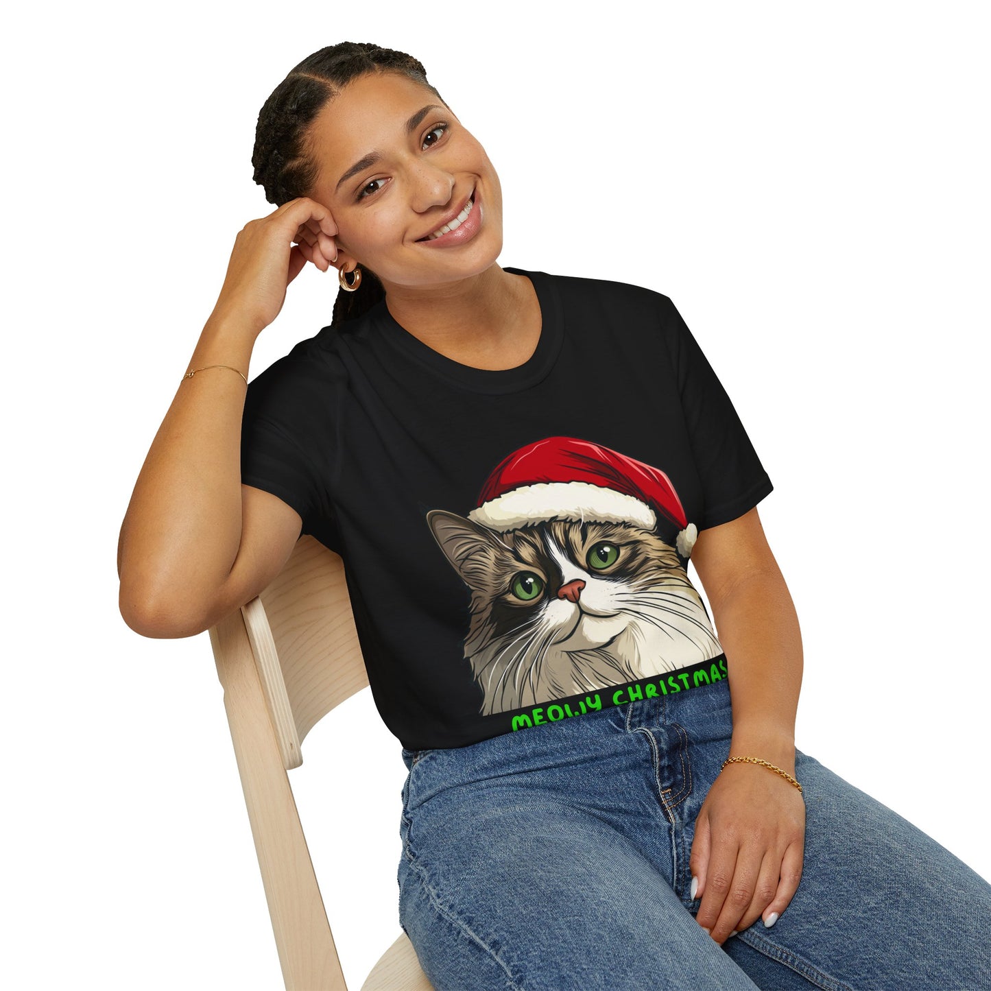 Meowy Christmas T-Shirt , Cat Christmas T-Shirt, Cat Lover Gift