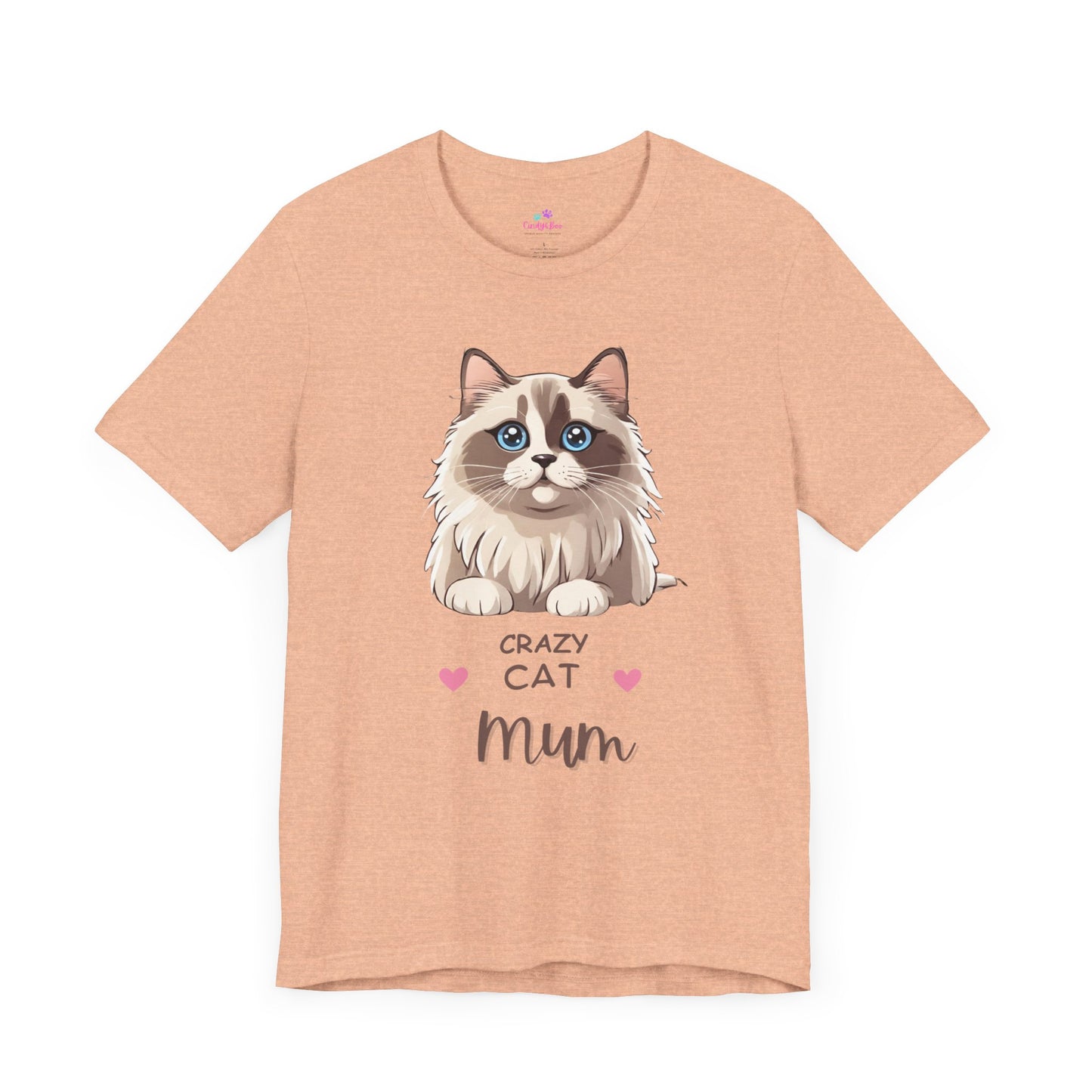Crazy Cat Mum Cat Lover T Shirt, Cat Lover T-Shirt, Cotton Short Sleeve