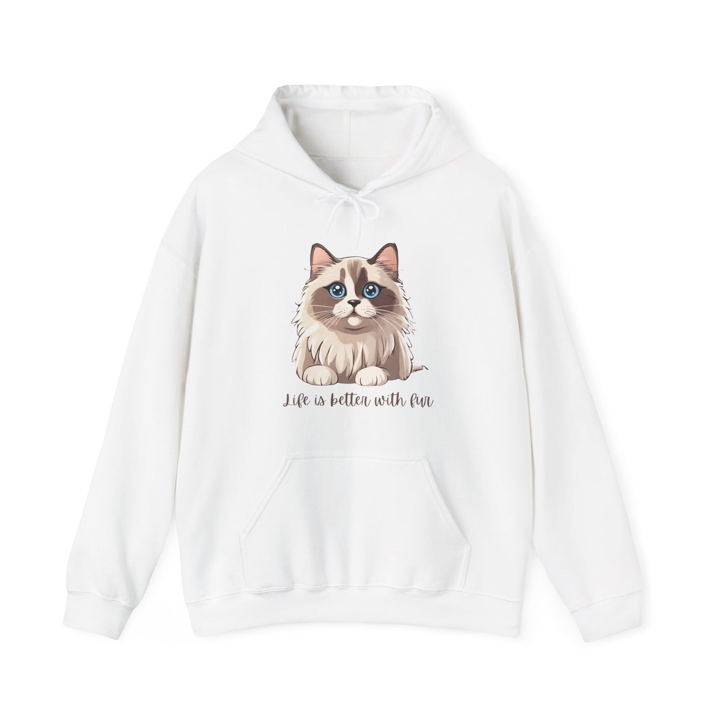 Ragdoll Cat Hoodie Life is Better With Fur Heavy Blend™ Hooded Sweatshirt, Cat Hoodie, Cat Lover Hoodie