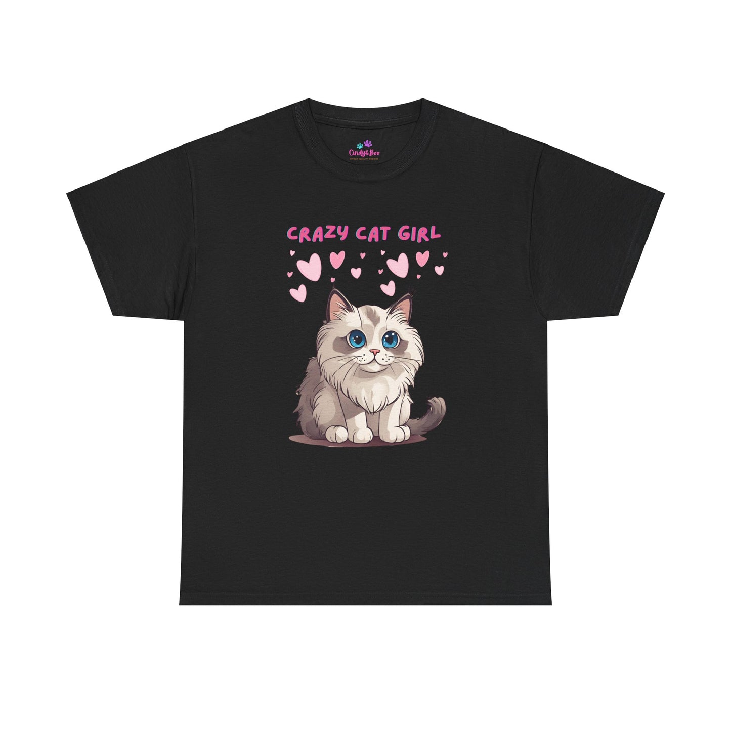 Crazy Cat Girl Women's T-Shirt Cotton Short Sleeve