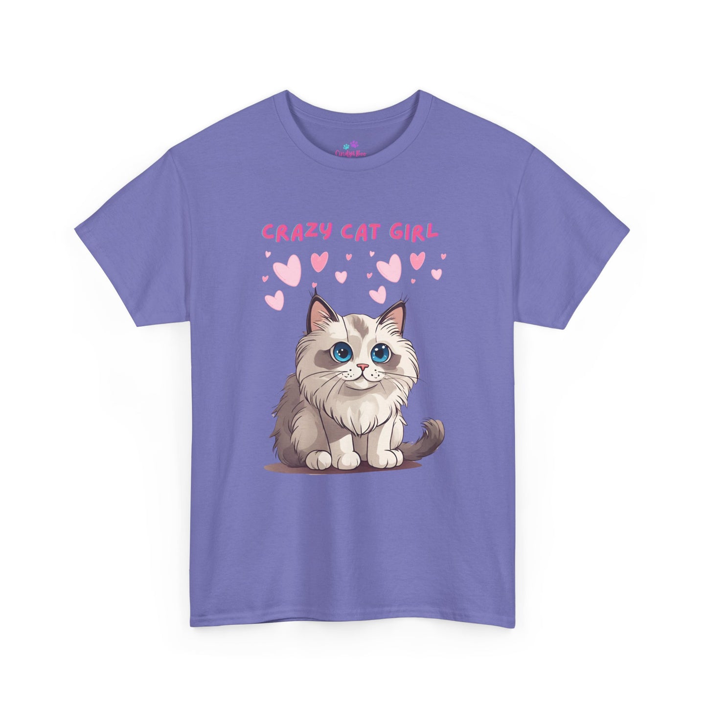 Crazy Cat Girl Women's T-Shirt Cotton Short Sleeve