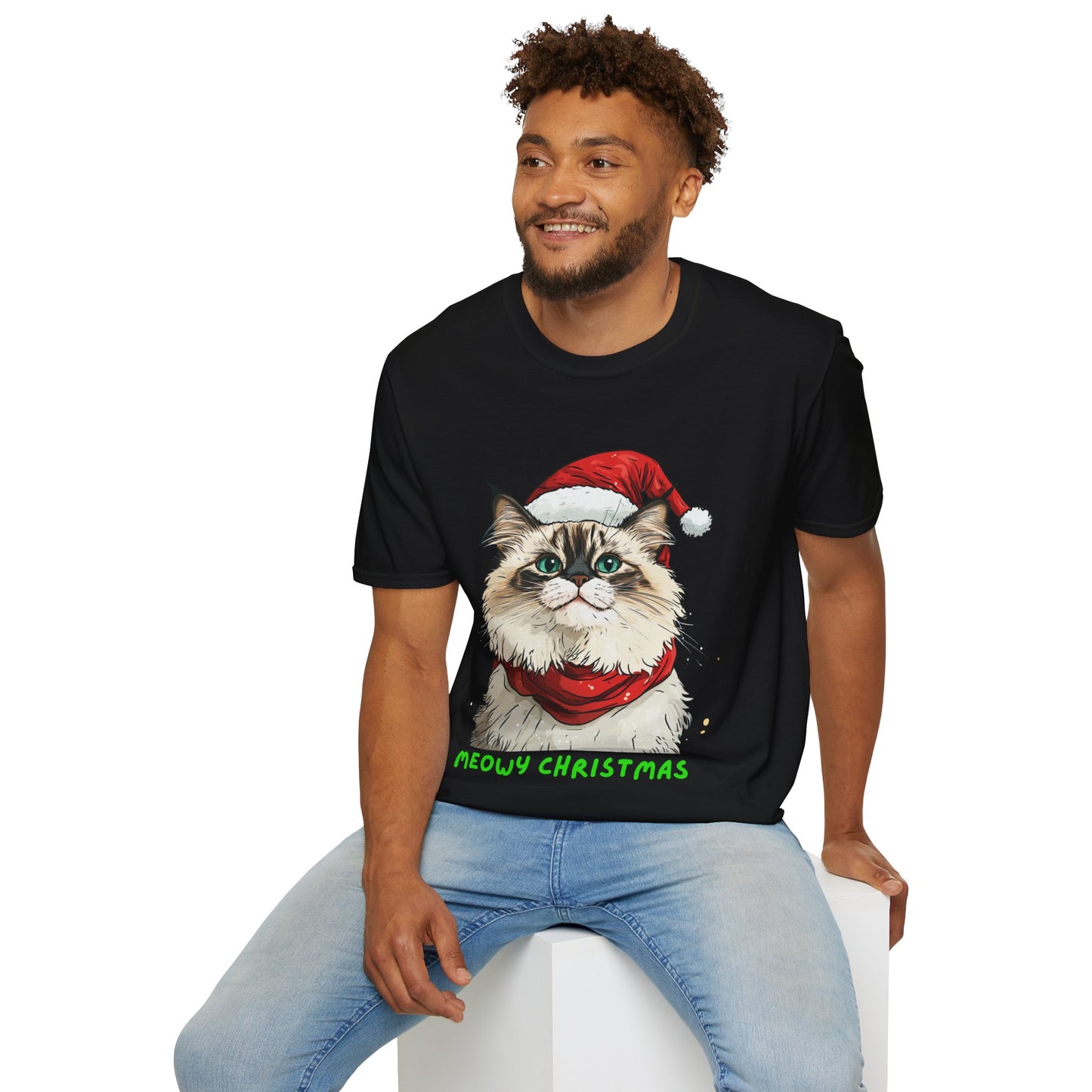 Meowy Christmas Ragdoll Cat T-Shirt, Cat Lover Gift, Ragdoll Lover Gift. Available as Sweatshirt by Request.