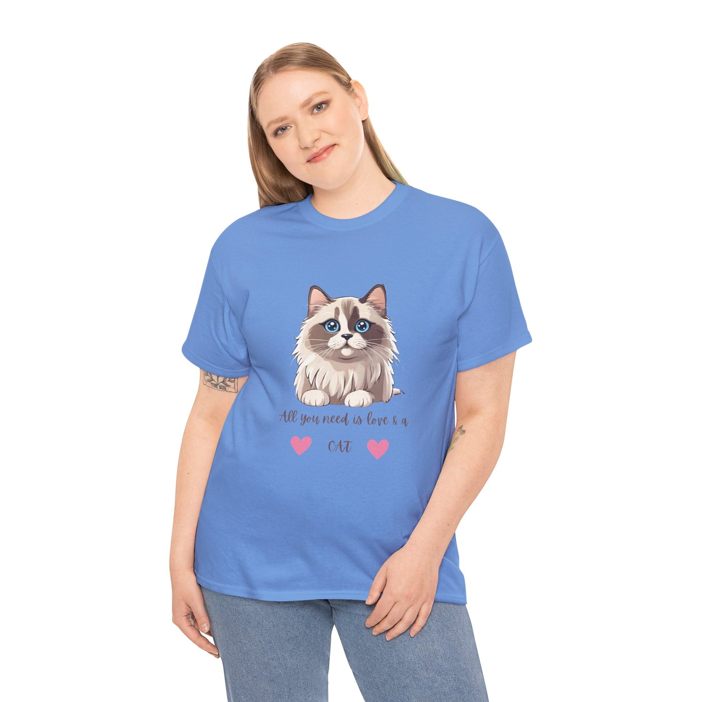 Cute Cat T-Shirt All You Need is Love & a Cat Unisex Jersey Short Sleeve Tee