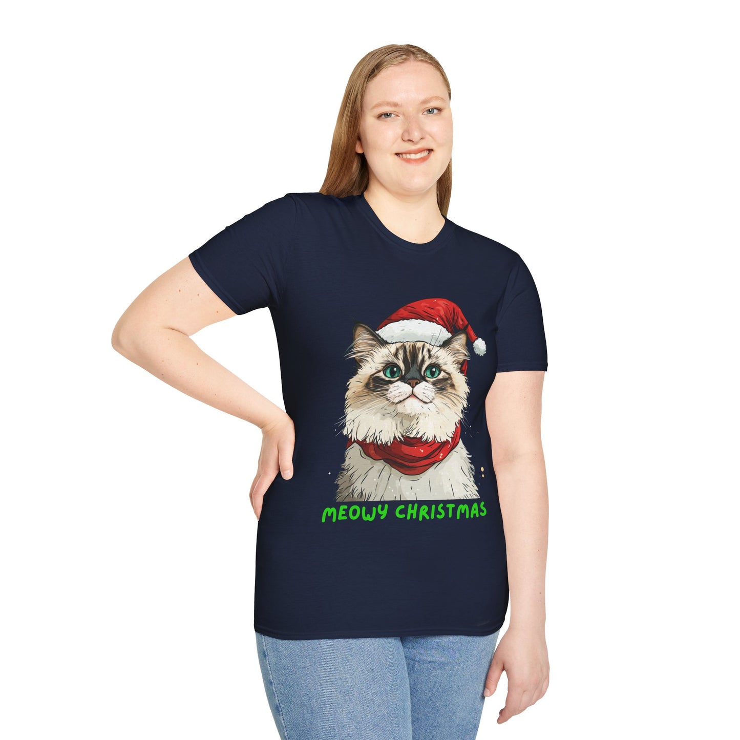 Meowy Christmas Ragdoll Cat T-Shirt, Cat Lover Gift, Ragdoll Lover Gift. Available as Sweatshirt by Request.